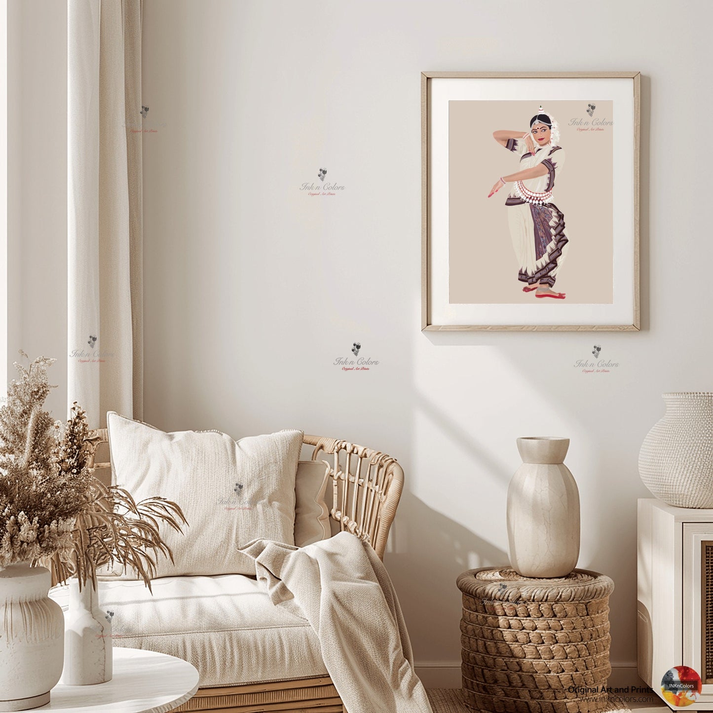Indian Odissi Dancer wall art, Indian Dance art,Wall Decor,Desi Art Print,Drawing,costume,Saree,Digital Illustration,Classical dance, Odisha