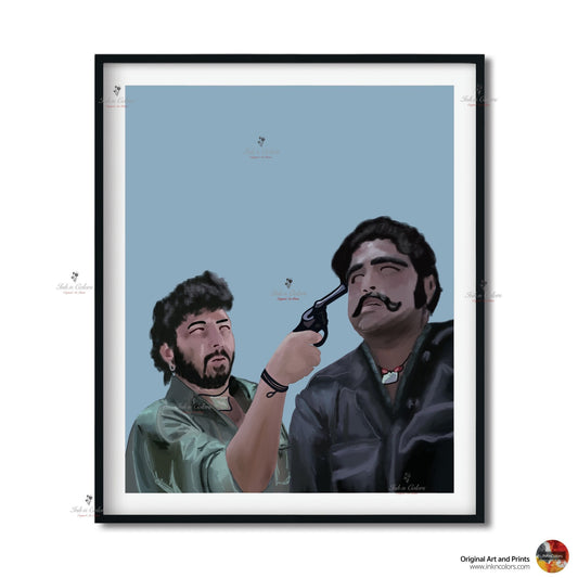 Bollywood Art-Gabbar,Sholay Movie Poster,Indian Films,Wall Decor,Desi Art Print,Drawing,Retro Poster,Vintage film Poster,UNFRAMED Art Print