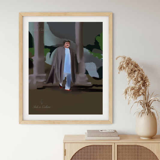 Bollywood Art,Sholay-Thakur,Amitabh,Movie Poster,Indian Films,Wall Decor,Desi Art Print,Drawing,Digital Illustration,Vintage film,Film Art