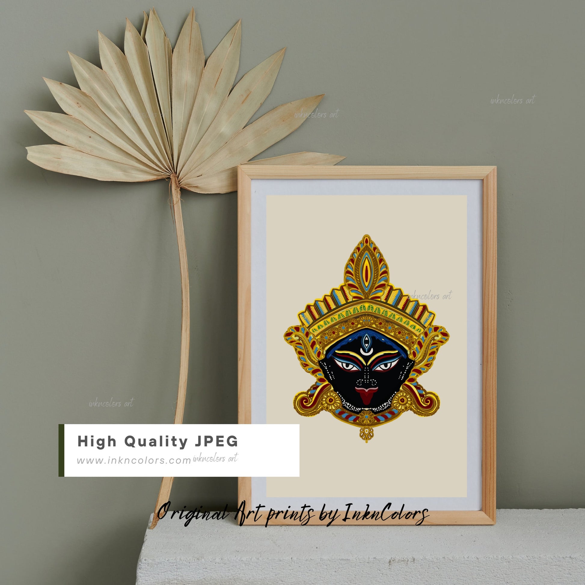 Hindu goddess Kali, Nazar battu, South Asian Art, Bengali art,Brown Girl, Modern Indian Female Art,Desi Art,Indian home decor,Printable art