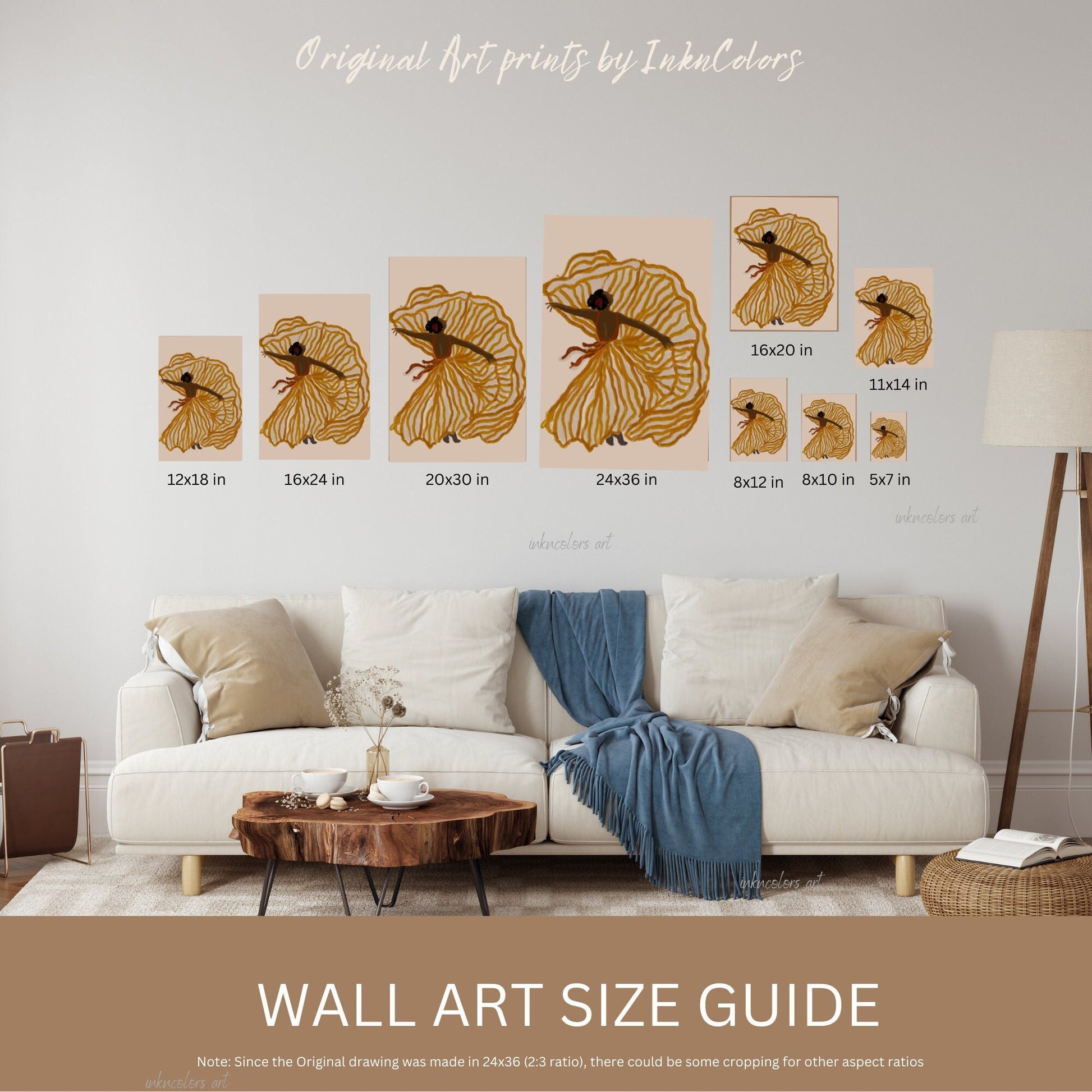 a living room with a white couch and a coffee table