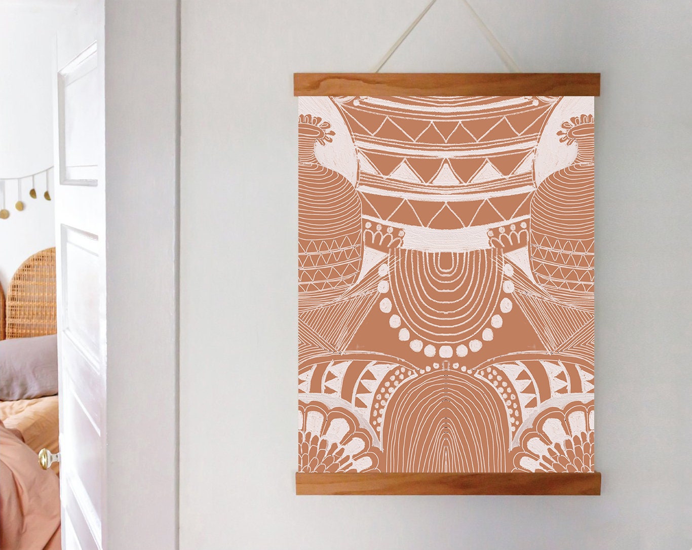 Folk Art - Indian Folk Abstract Art | Terracotta |Mid Century Modern|Boho Home |High Quality Wall Decor| Art Print | Instant | Drawing | minimalistic