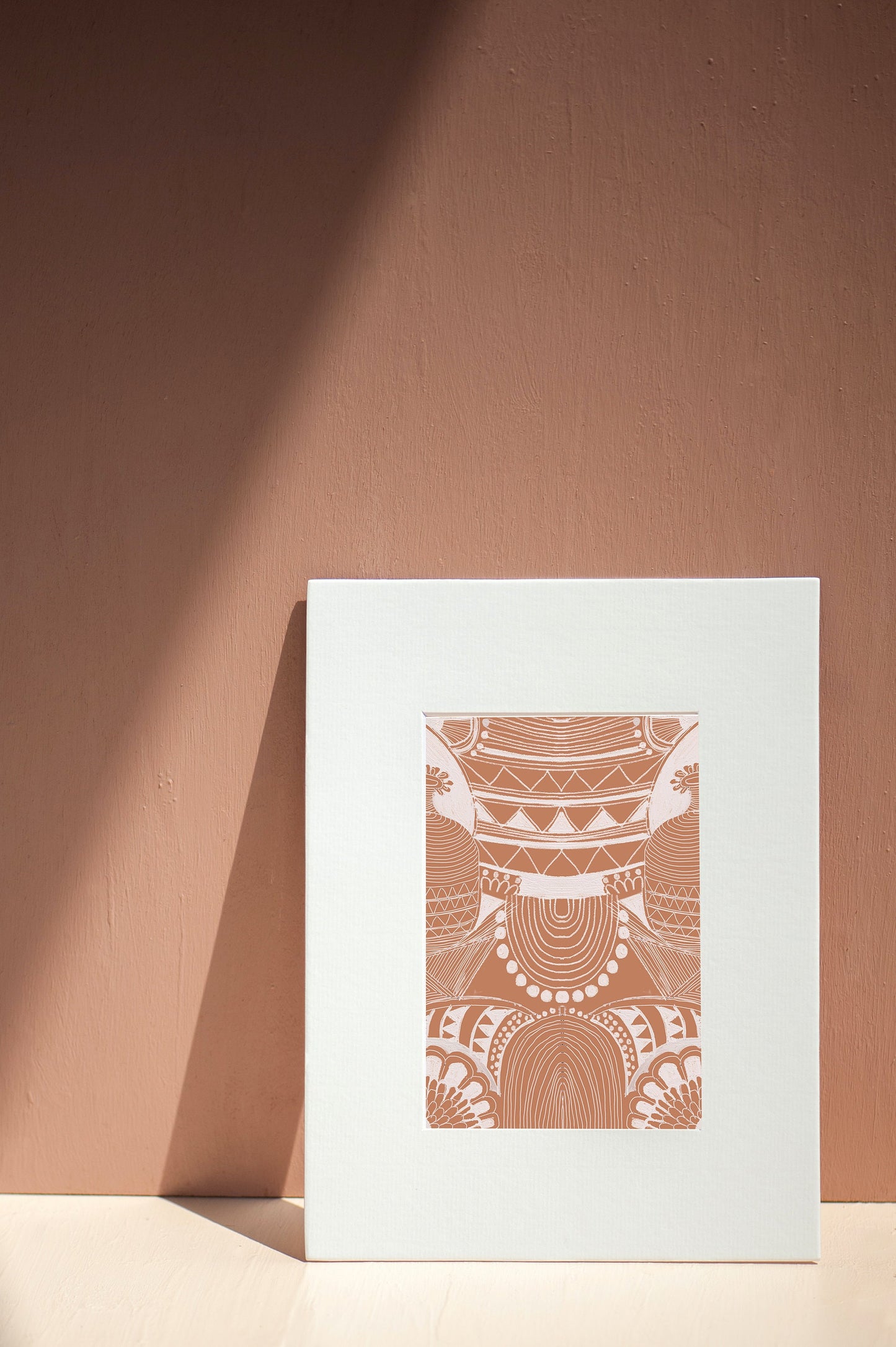 Folk Art - Indian Folk Abstract Art | Terracotta |Mid Century Modern|Boho Home |High Quality Wall Decor| Art Print | Instant | Drawing | minimalistic