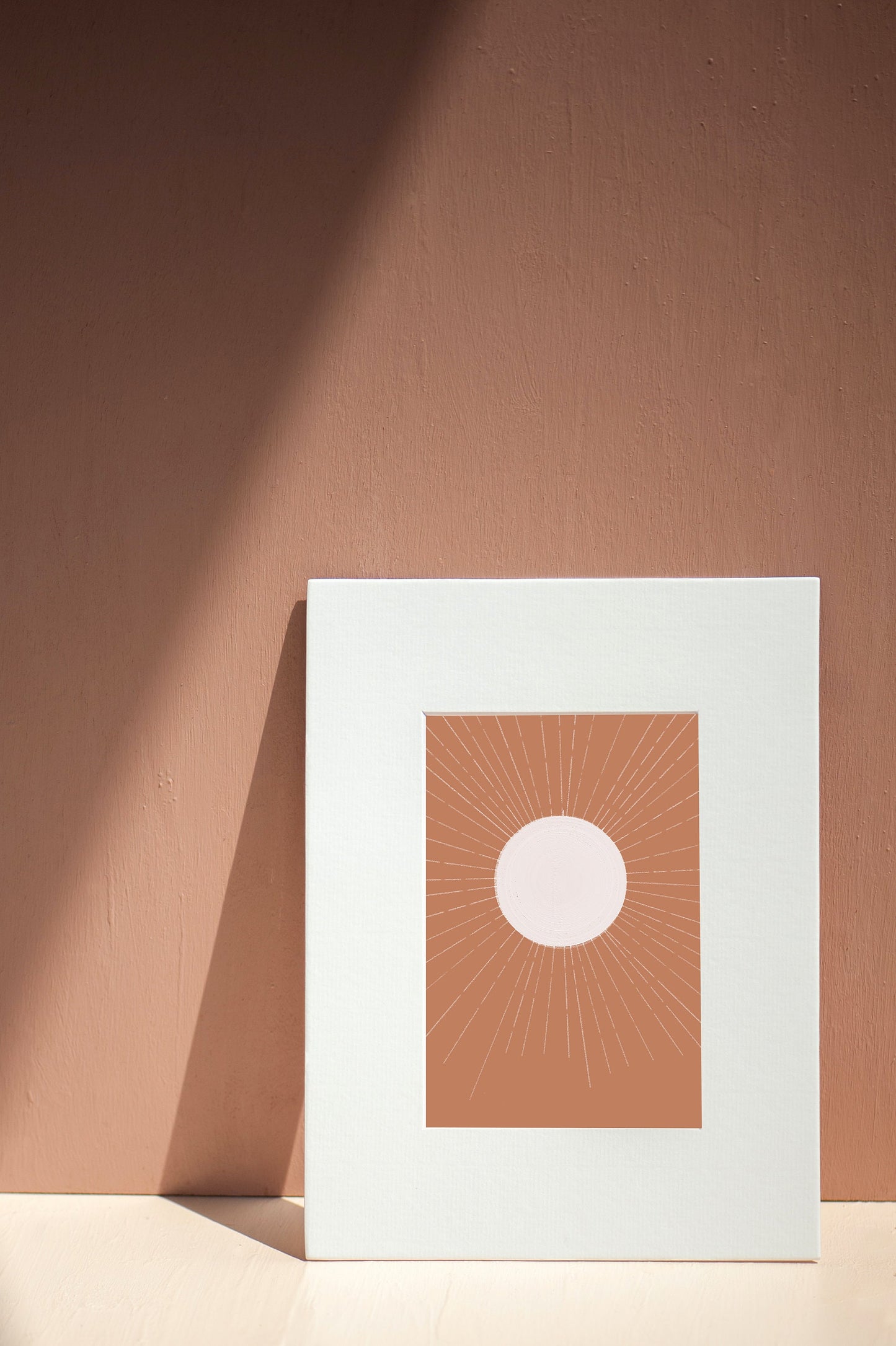 Folk Art - Sunrays| Boho home| Abstract Art |Terracotta |Mid Century Modern | Art Print | Instant | Drawing | minimalistic