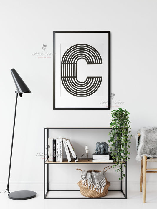 Alphabet C |  A-Z prints | Line Art Collection | Minimalist Art