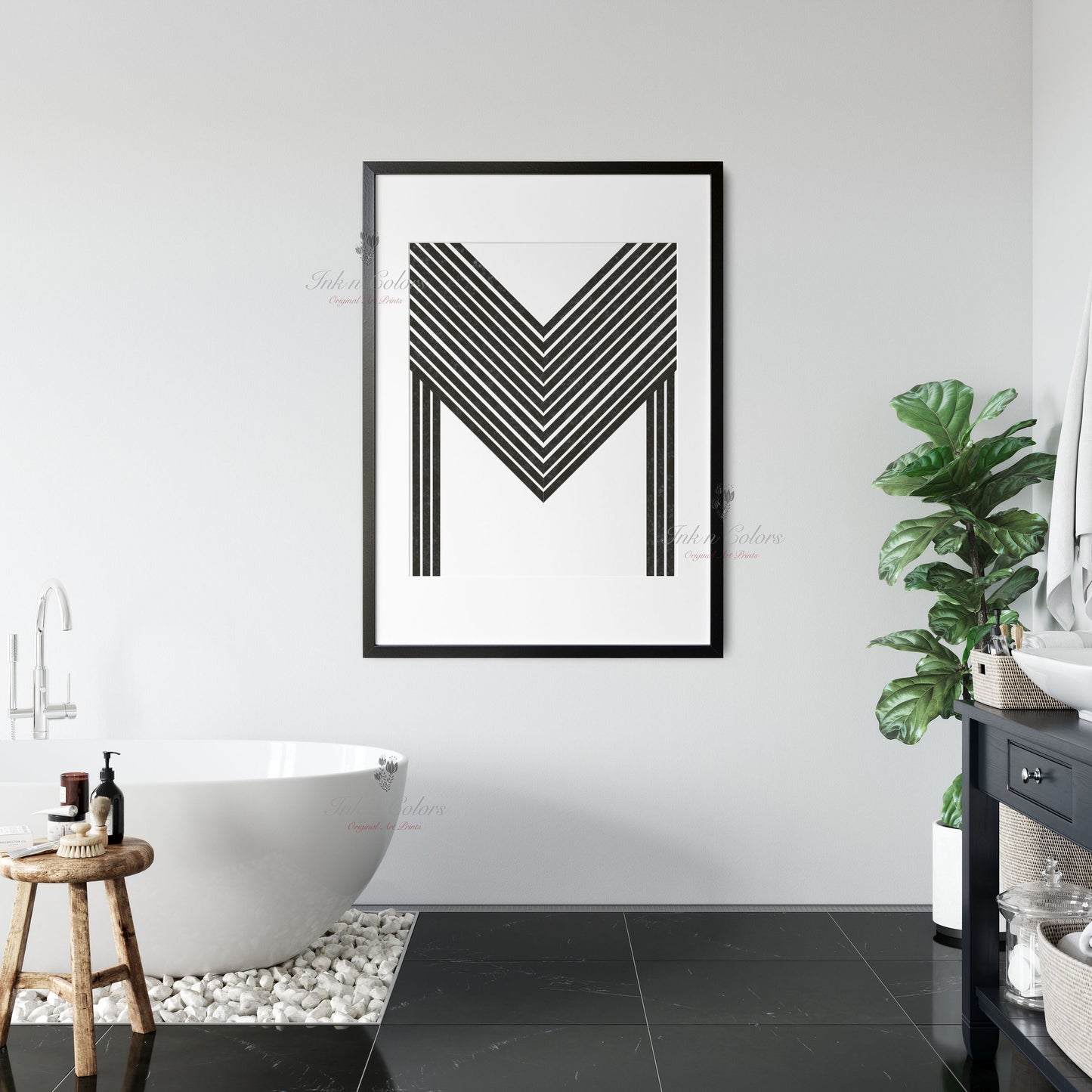 Alphabet M |  A-Z prints | Line Art Collection | Minimalist Art