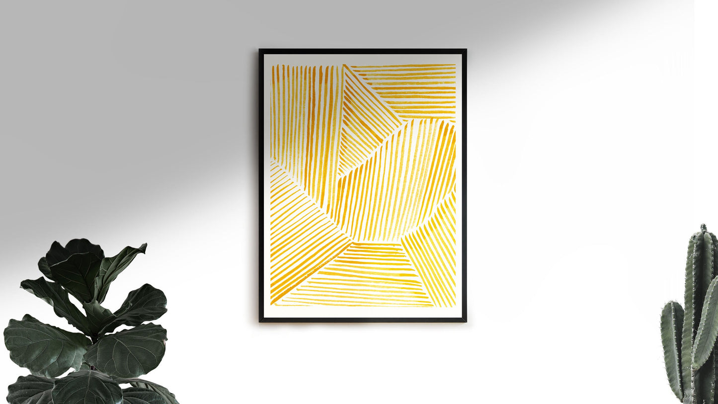 Yellow Stripes | Watercolor Collection | Line Art Collection | Minimalist Art #2