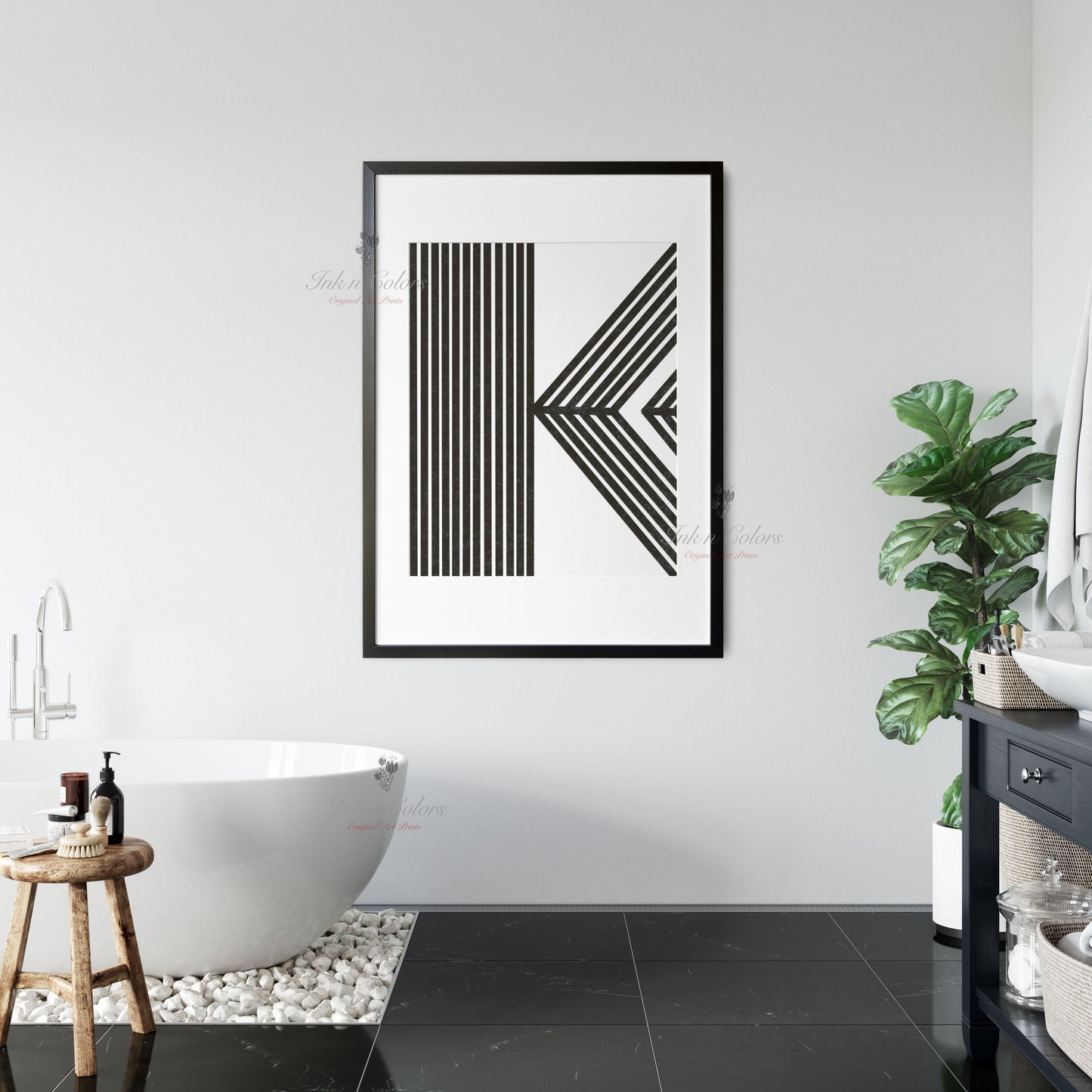 Alphabet K |  A-Z prints | Line Art Collection | Minimalist Art