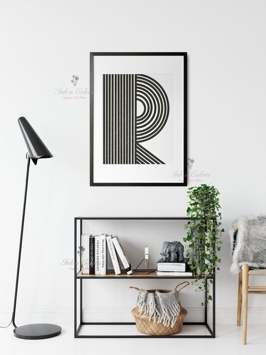 Alphabet R |  A-Z prints | Line Art Collection | Minimalist Art