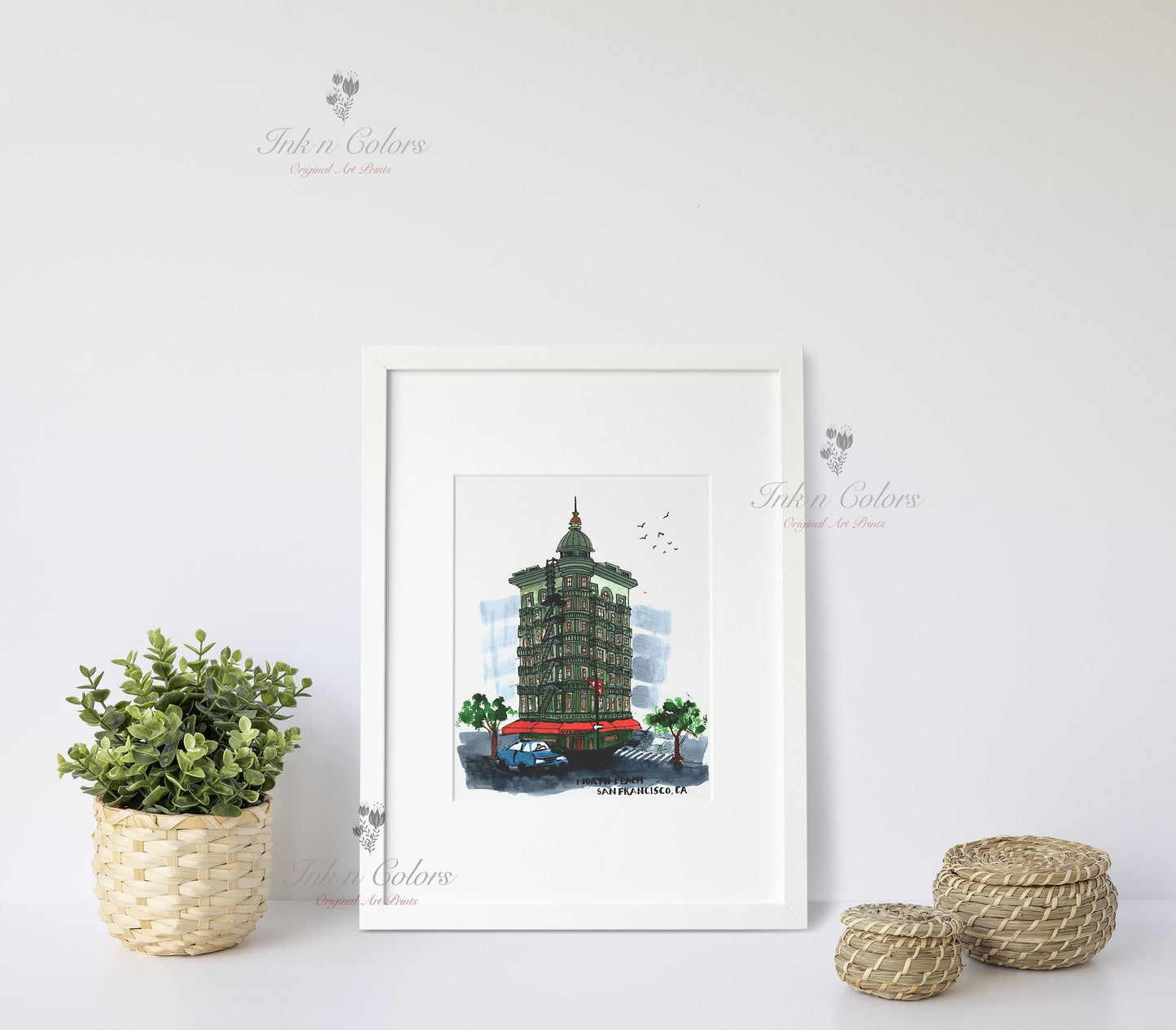 San Francisco | Columbus Tower | California | City Print | Watercolor Collection