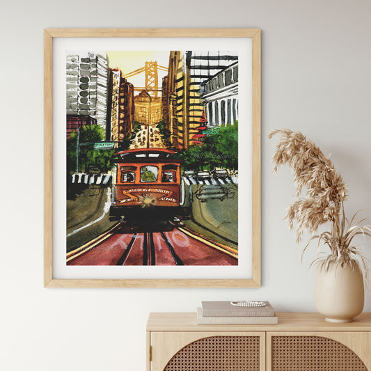 San Francisco | Cable Car | California | City Print | Watercolor Collection