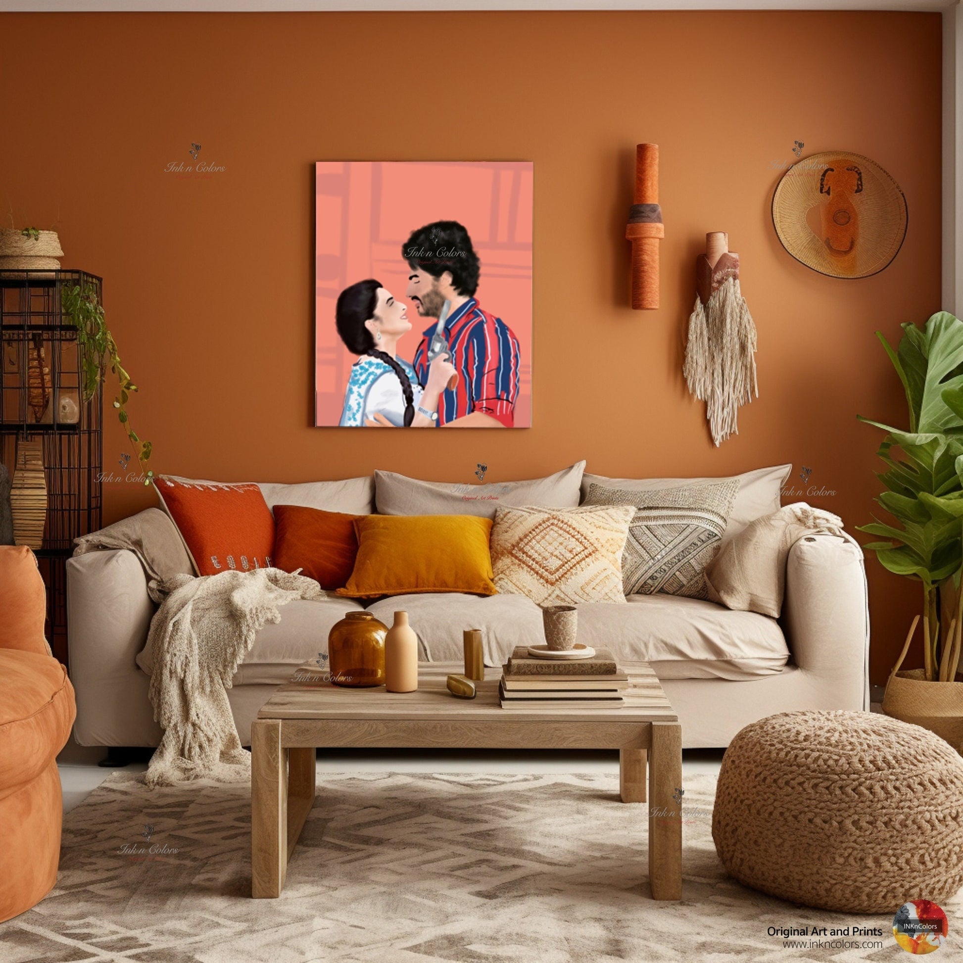Bollywood Art,Ishaqzaade,Movie Poster,Indian Films,Wall Decor,Desi Art Print,Drawing,Vintage film Poster,UNFRAMED Art Print