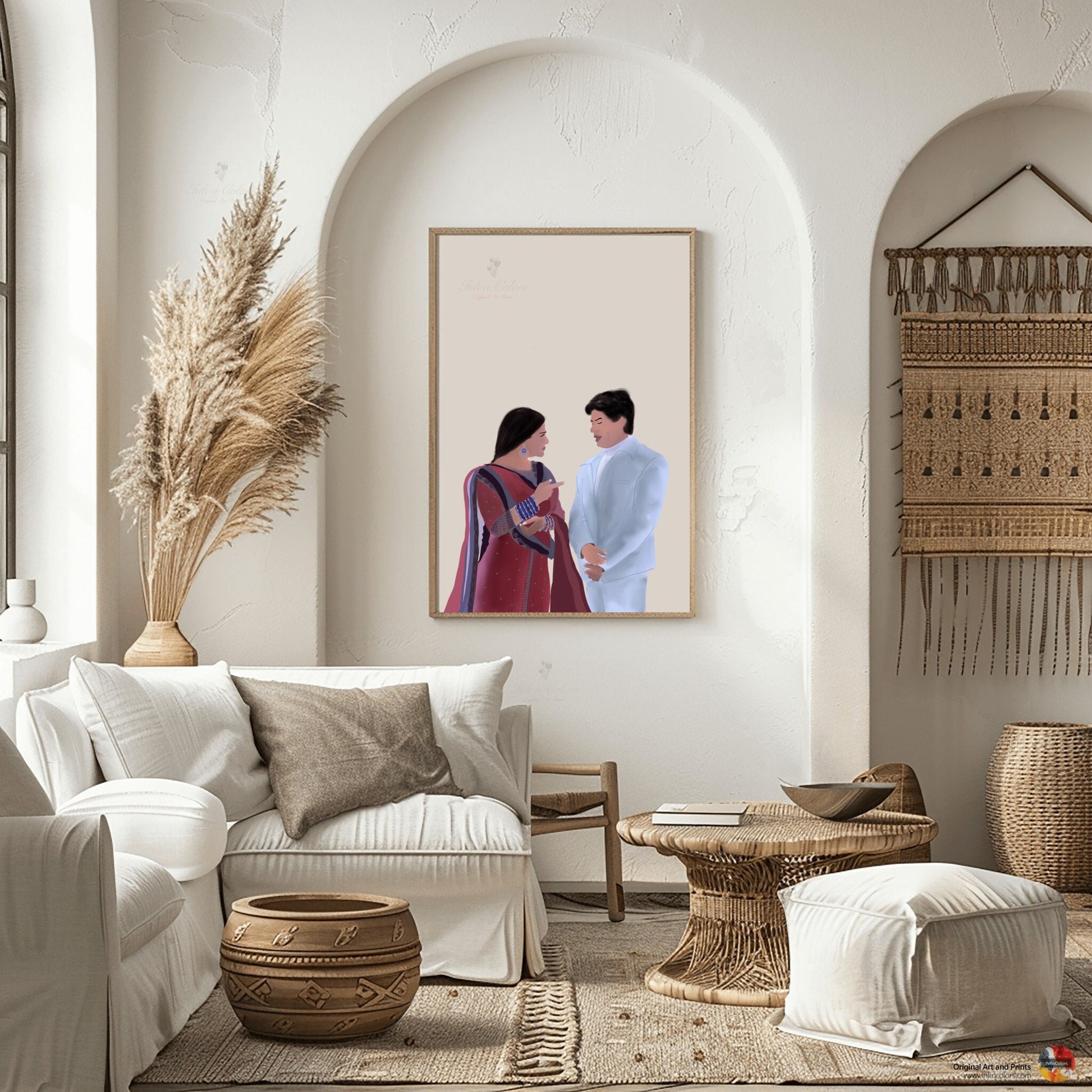 Bollywood Art,Kabhi Kushi Kabhi Gham,Movie Poster,Indian Films,Wall Decor,Desi Art Print,Drawing,Vintage film Poster,UNFRAMED Art Print, #1
