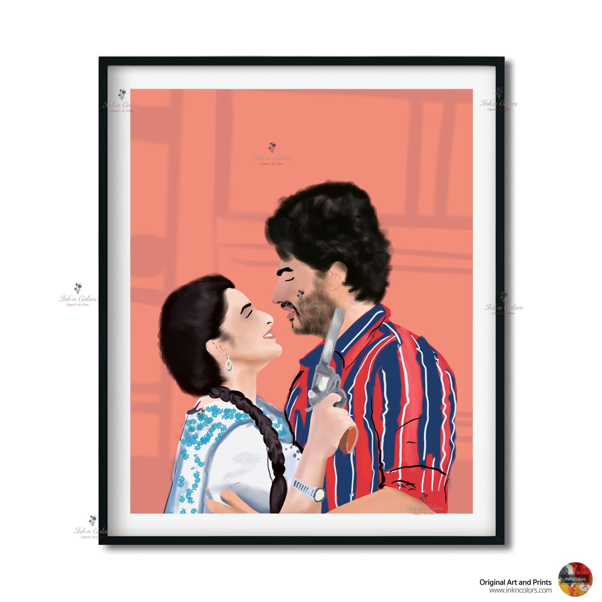 Bollywood Art,Ishaqzaade,Movie Poster,Indian Films,Wall Decor,Desi Art Print,Drawing,Vintage film Poster,UNFRAMED Art Print