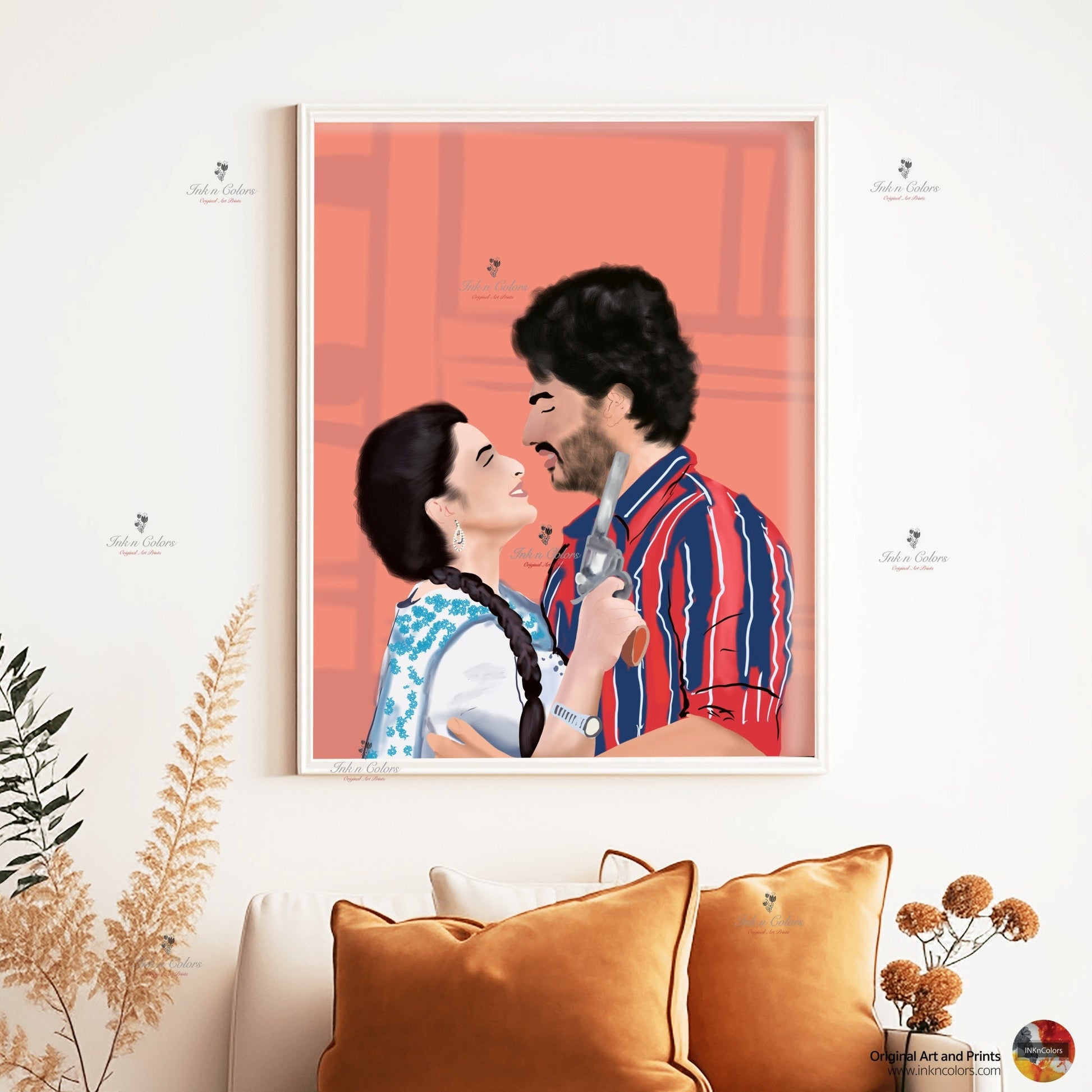 Bollywood Art,Ishaqzaade,Movie Poster,Indian Films,Wall Decor,Desi Art Print,Drawing,Vintage film Poster,UNFRAMED Art Print