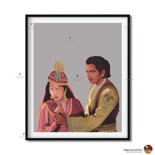 Bollywood Art,Mughal-E-Azam,Movie Poster,Indian Films,Wall Decor,Desi Art Print,Drawing,Vintage film Poster,UNFRAMED Art Print