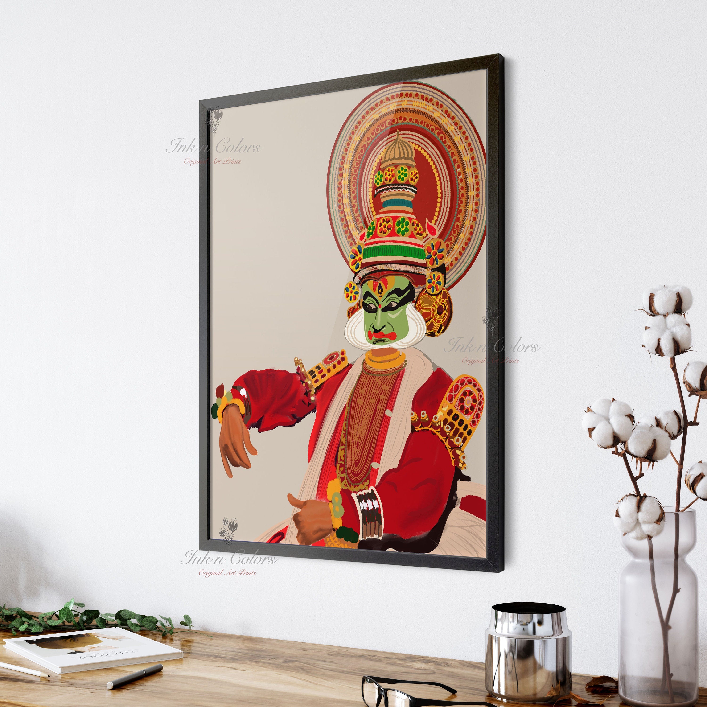 Chaque Decor Kathakali Classical Dancing Face Texture Paper Framed Art  Print Digital Reprint 19.25 inch x 13.25 inch Painting Price in India - Buy  Chaque Decor Kathakali Classical Dancing Face Texture Paper